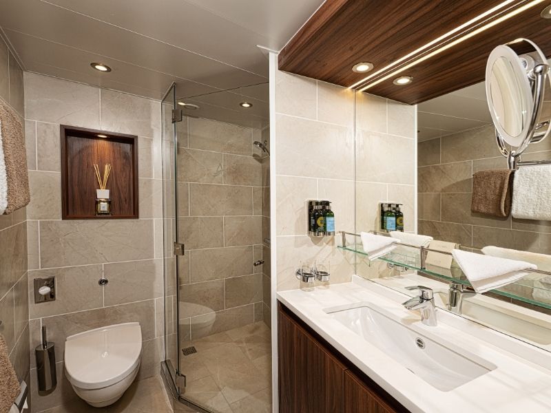 Avalon Waterways stateroom amenities featuring L'Occitane products and Egyptian super-combed cotton linens